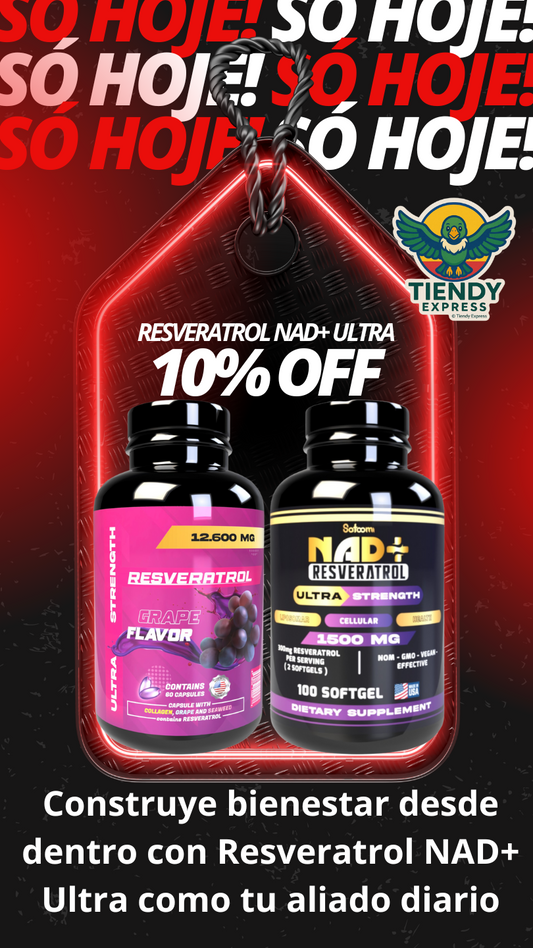 Resveratrol NAD+ Ultra Fuerte Americano 1500mg – 100 Cápsulas | Satoomi