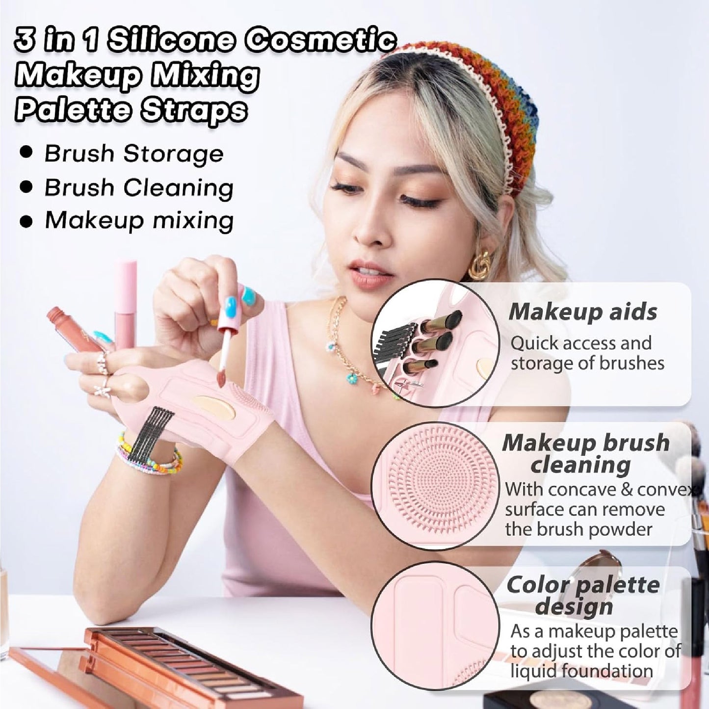 Pulsera Soporte para Brochas de Maquillaje – Práctica, Ligera y Profesional